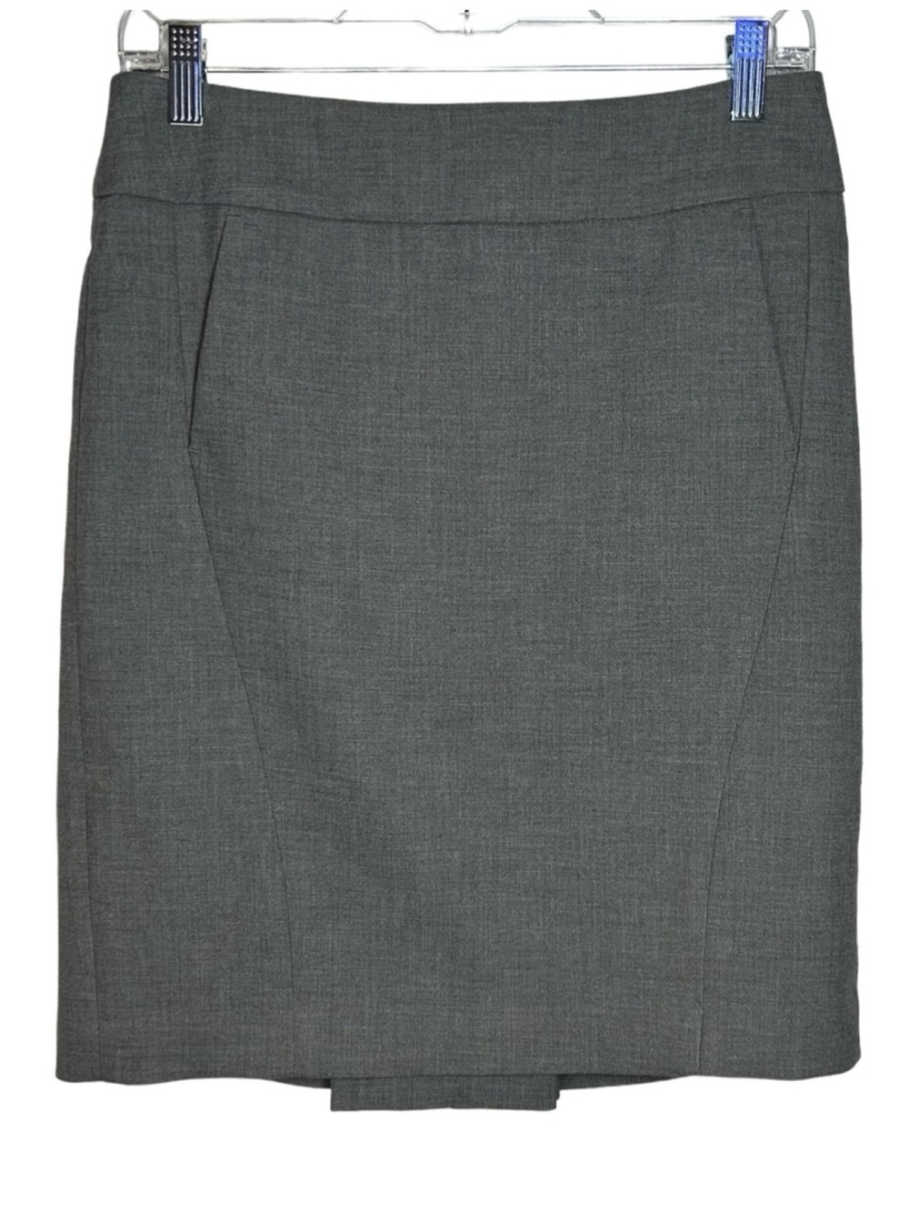 Vintage LOFT Petite Pencil Skirt Pleated Vent Knee Length Gray 6P
